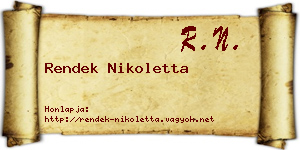 Rendek Nikoletta névjegykártya